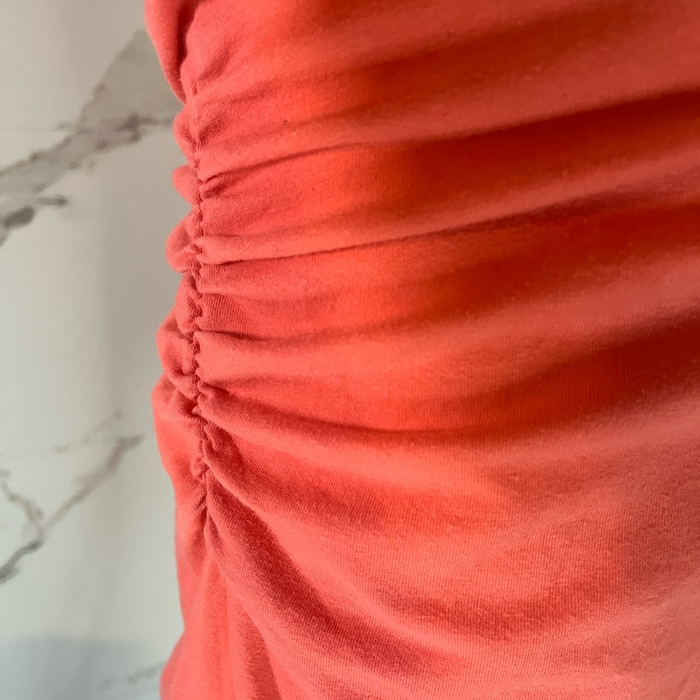 Old Navy Maternity Coral Ruched Stretch Cotton Mini T-shirt Dress Size M - Picture 4 of 7